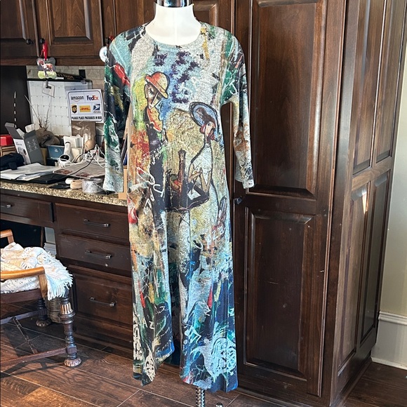 Inoah Dresses & Skirts - Artsy Jazz Inspired INOAH Sz M Midi Dress Long Sleeve Maxi Dress GUC